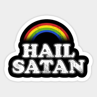 Hail Satan Funny Ironic Rainbow Sticker